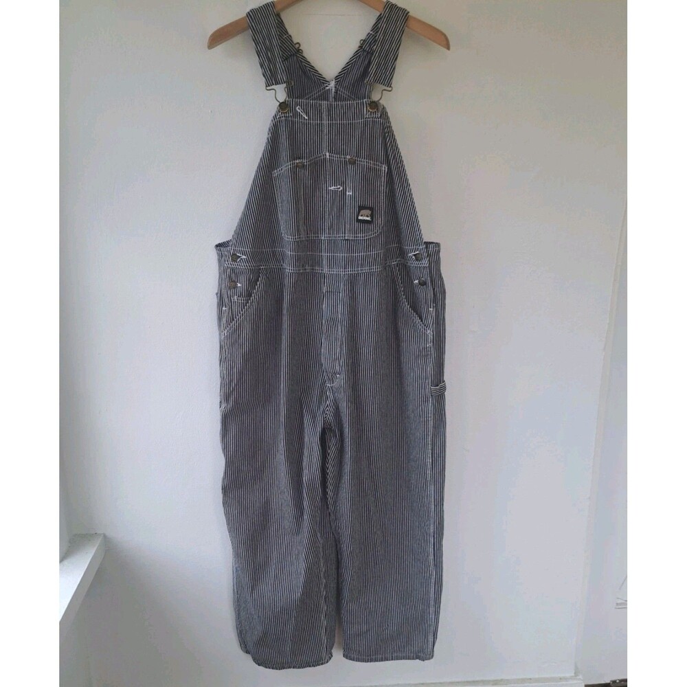 Berne Men’s Unlined Hickory Striped Bib Denim Workwear Overalls 46×28 Unisex